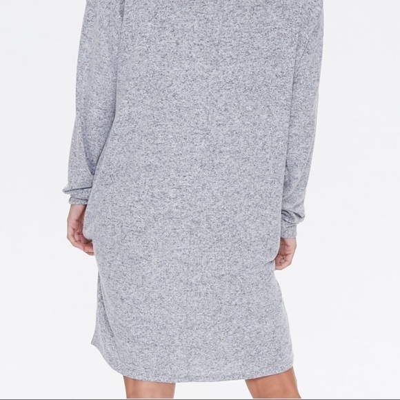 NEW-CAPELLA Marled Knit,Deep V-Neck, LongSleeve,Shift Mini Dress Heather Gray LG - Picture 7 of 12